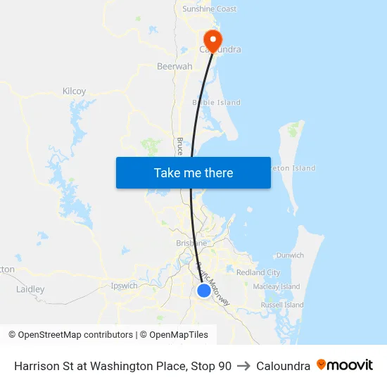 Harrison St at Washington Place, Stop 90 to Caloundra map