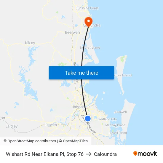 Wishart Rd Near Elkana Pl, Stop 76 to Caloundra map