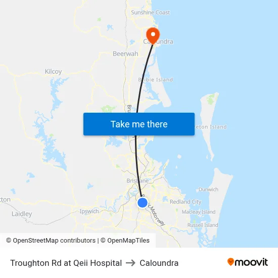 Troughton Rd at Qeii Hospital to Caloundra map