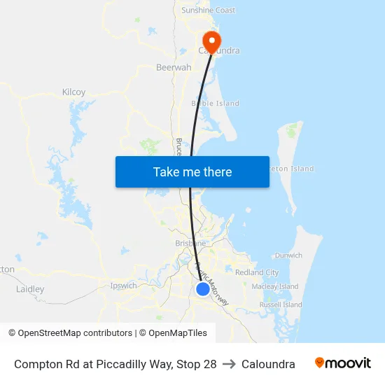 Compton Rd at Piccadilly Way, Stop 28 to Caloundra map