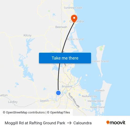 Moggill Rd at Rafting Ground Park to Caloundra map