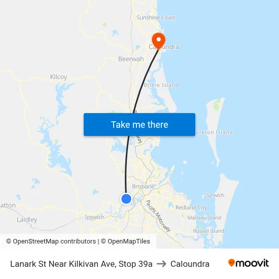 Lanark St Near Kilkivan Ave, Stop 39a to Caloundra map