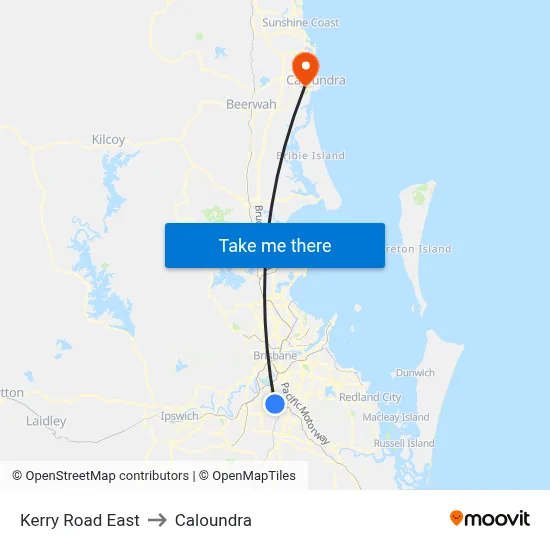 Kerry Road East to Caloundra map