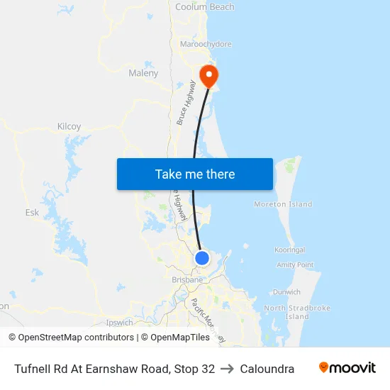Tufnell Rd At Earnshaw Road, Stop 32 to Caloundra map