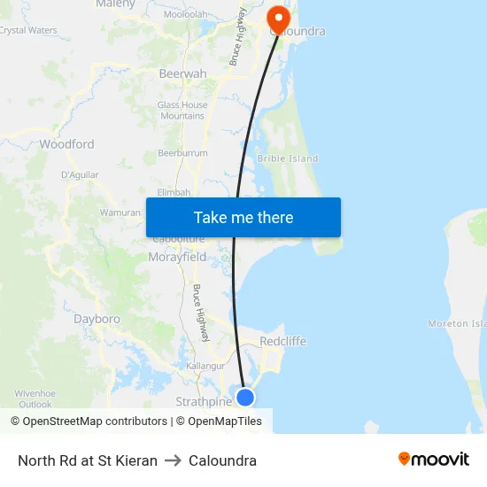 North Rd at St Kieran to Caloundra map