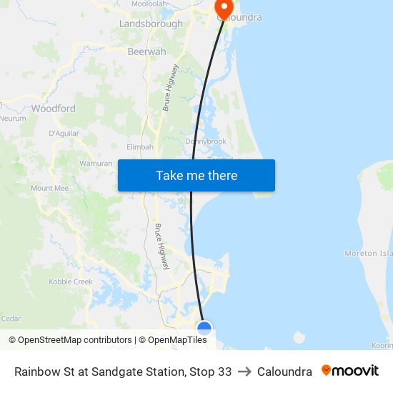 Rainbow St at Sandgate Station, Stop 33 to Caloundra map
