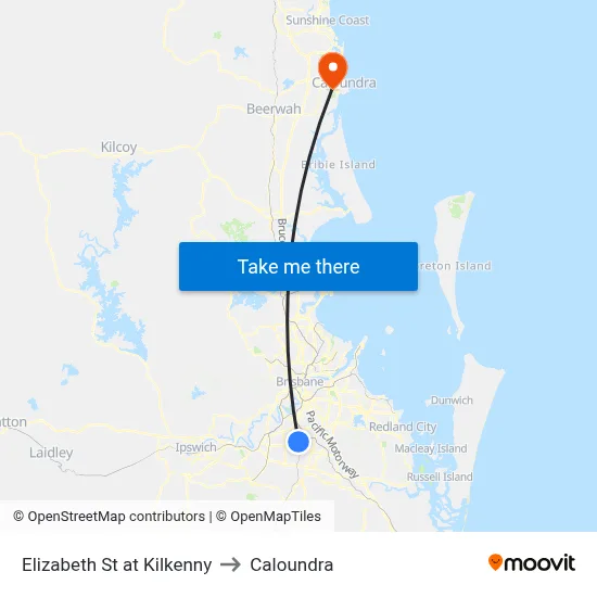 Elizabeth St at Kilkenny to Caloundra map