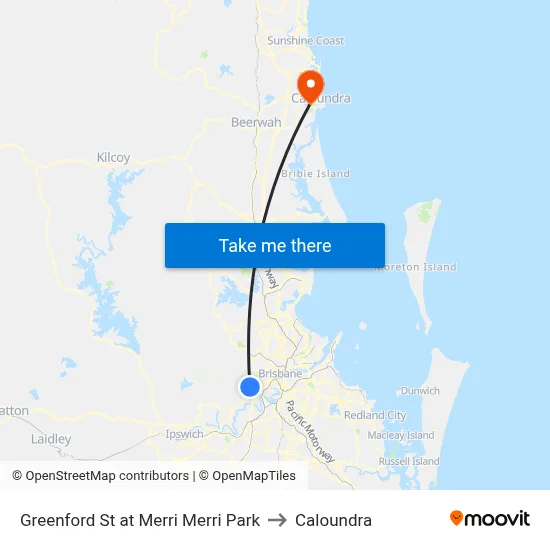 Greenford St at Merri Merri Park to Caloundra map