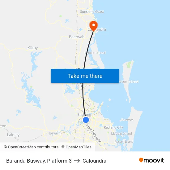 Buranda Busway, Platform 3 to Caloundra map