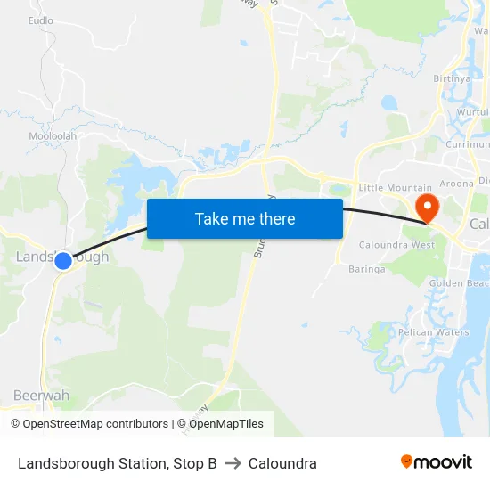 Landsborough Station, Stop B to Caloundra map