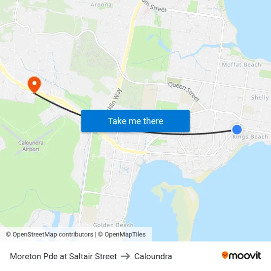 Moreton Pde at Saltair Street to Caloundra map