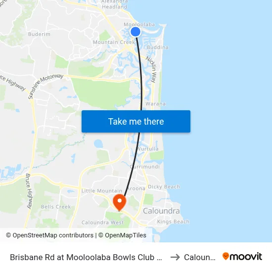 Brisbane Rd at Mooloolaba Bowls Club Closed to Caloundra map