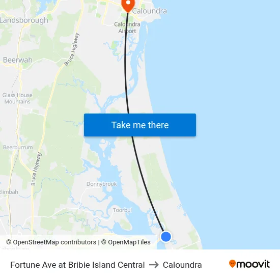 Fortune Ave at Bribie Island Central to Caloundra map