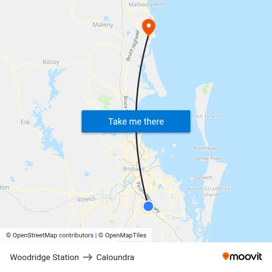 Woodridge Station to Caloundra map