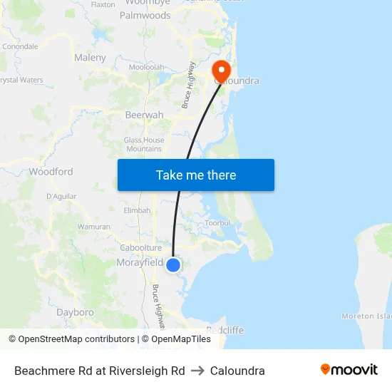 Beachmere Rd at Riversleigh Rd to Caloundra map