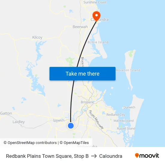 Redbank Plains Town Square, Stop B to Caloundra map