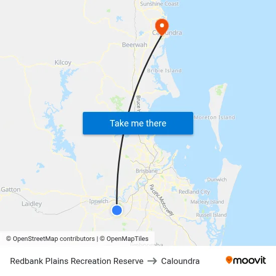 Redbank Plains Recreation Reserve to Caloundra map