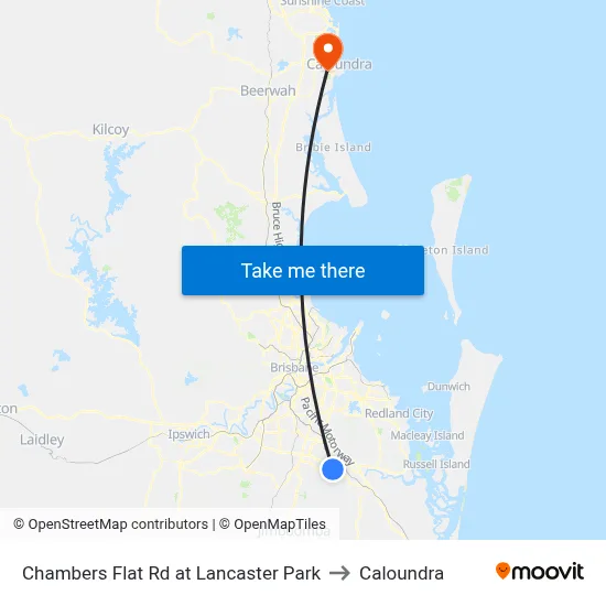 Chambers Flat Rd at Lancaster Park to Caloundra map
