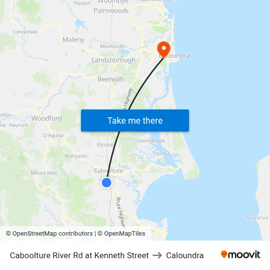 Caboolture River Rd at Kenneth Street to Caloundra map