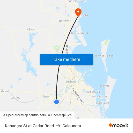 Kanangra St at Cedar Road to Caloundra map