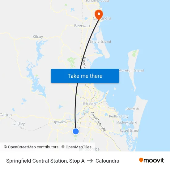 Springfield Central Station, Stop A to Caloundra map