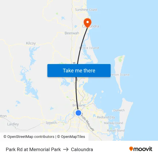 Park Rd at Memorial Park to Caloundra map