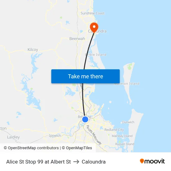 Alice St Stop 99 at Albert St to Caloundra map