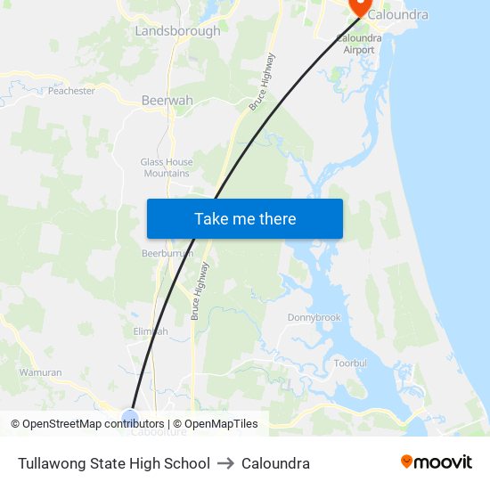 Tullawong State High School to Caloundra map