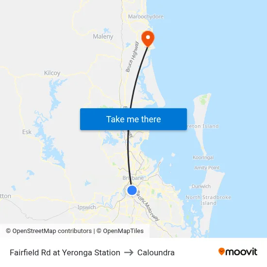 Fairfield Rd at Yeronga Station to Caloundra map
