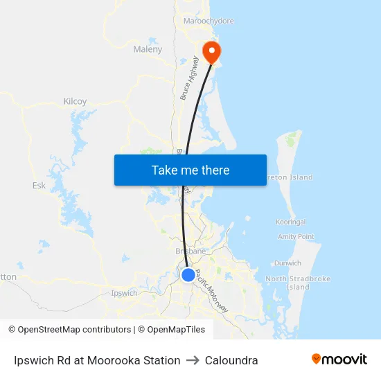 Ipswich Rd at Moorooka Station to Caloundra map