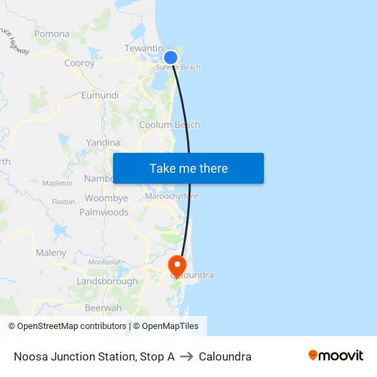 Noosa Junction Station, Stop A to Caloundra map