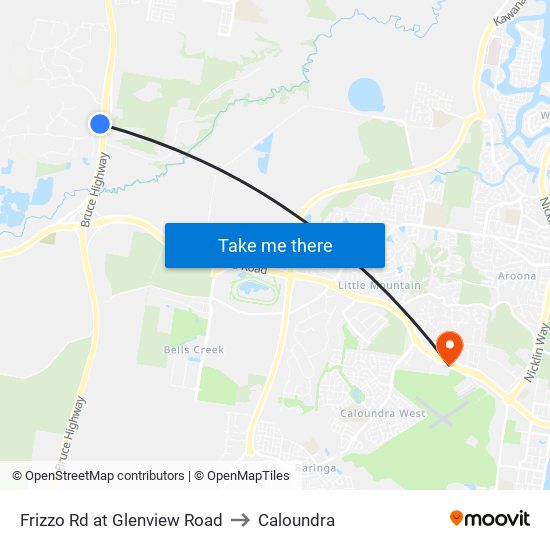 Frizzo Rd at Glenview Road to Caloundra map