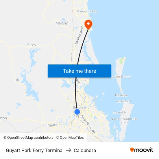 Guyatt Park Ferry Terminal to Caloundra map