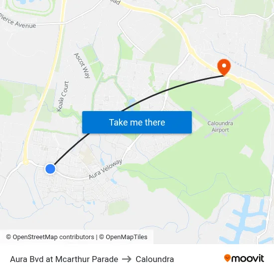 Aura Bvd at Mcarthur Parade to Caloundra map
