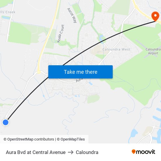 Aura Bvd at Central Avenue to Caloundra map