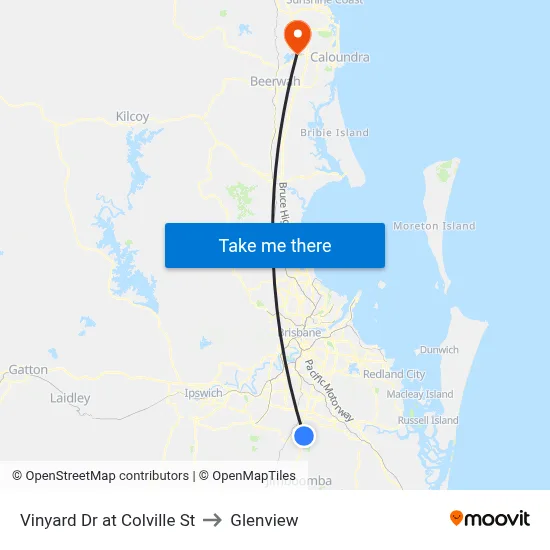 Vinyard Dr at Colville St to Glenview map