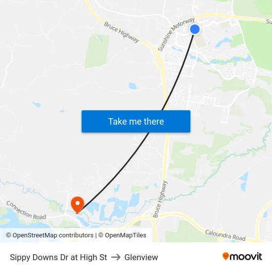Sippy Downs Dr at High St to Glenview map