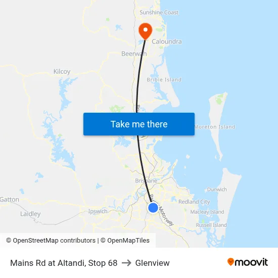 Mains Rd at Altandi, Stop 68 to Glenview map