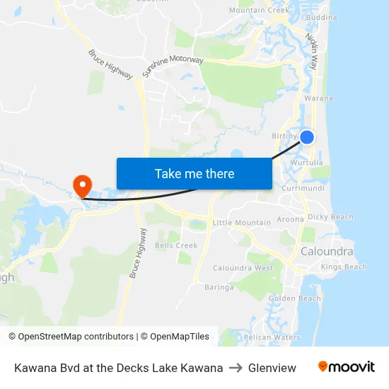Kawana Bvd at the Decks Lake Kawana to Glenview map