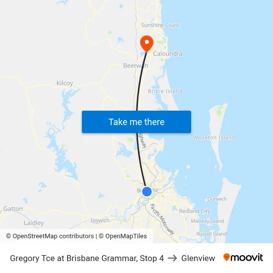 Gregory Tce at Brisbane Grammar, Stop 4 to Glenview map