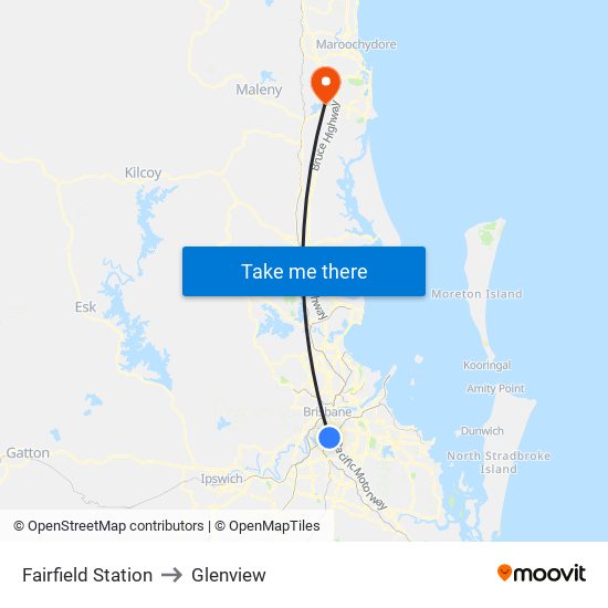 Fairfield Station to Glenview map