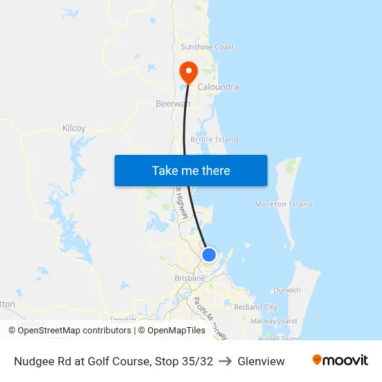 Nudgee Rd at Golf Course, Stop 35/32 to Glenview map