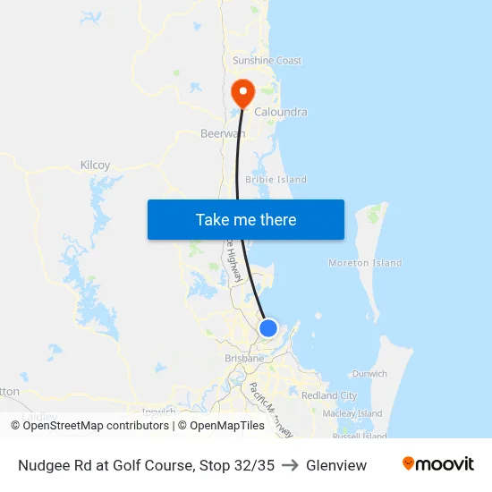 Nudgee Rd at Golf Course, Stop 32/35 to Glenview map