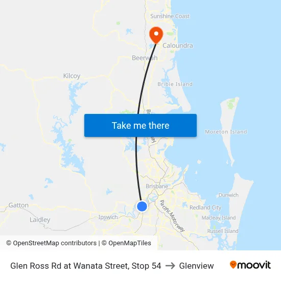 Glen Ross Rd at Wanata Street, Stop 54 to Glenview map