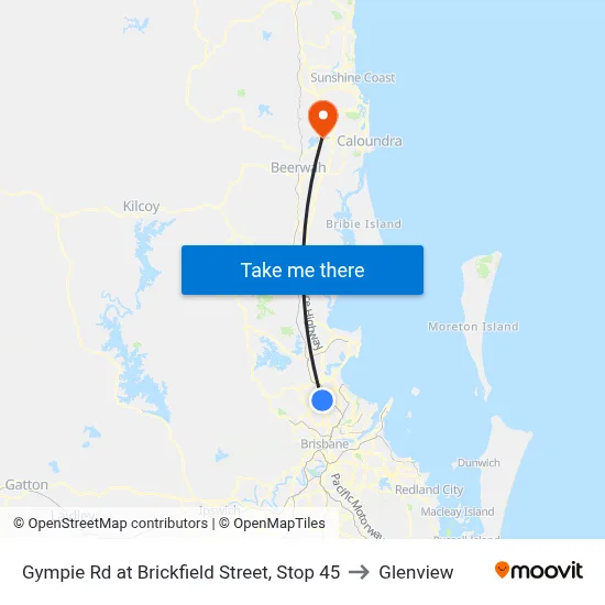 Gympie Rd at Brickfield Street, Stop 45 to Glenview map