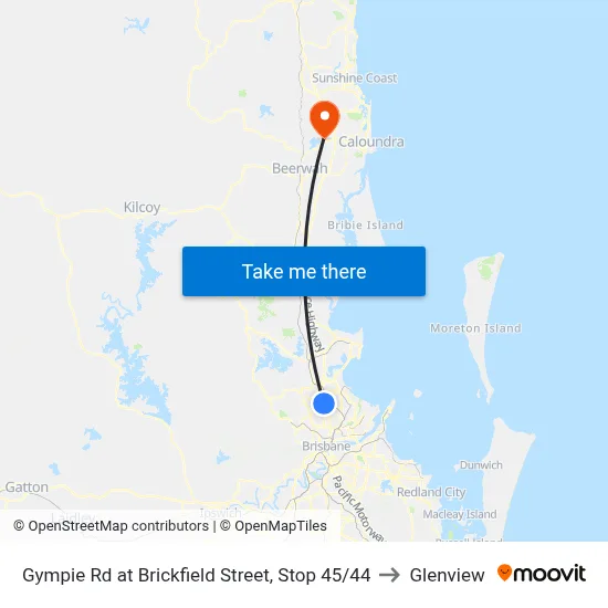 Gympie Rd at Brickfield Street, Stop 45/44 to Glenview map