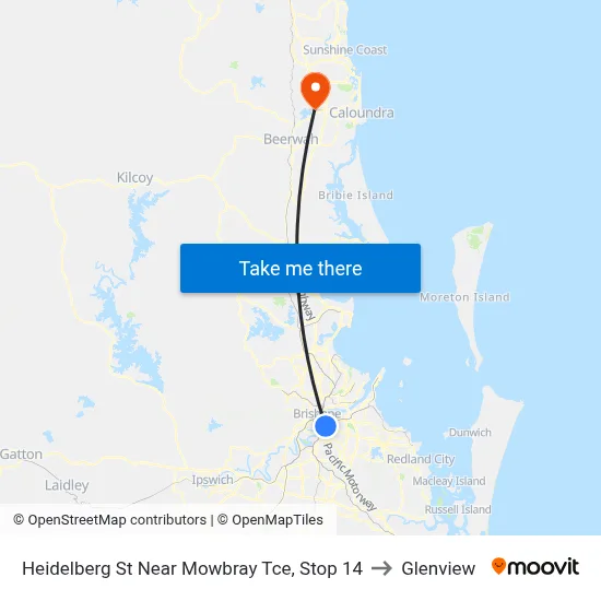Heidelberg St Near Mowbray Tce, Stop 14 to Glenview map