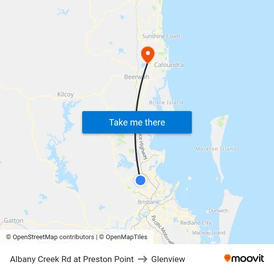 Albany Creek Rd at Preston Point to Glenview map