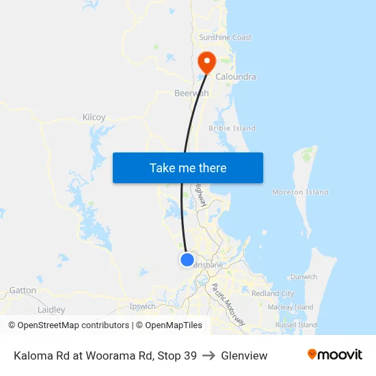 Kaloma Rd at Woorama Rd, Stop 39 to Glenview map