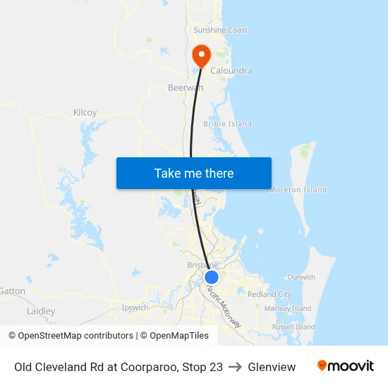 Old Cleveland Rd at Coorparoo, Stop 23 to Glenview map